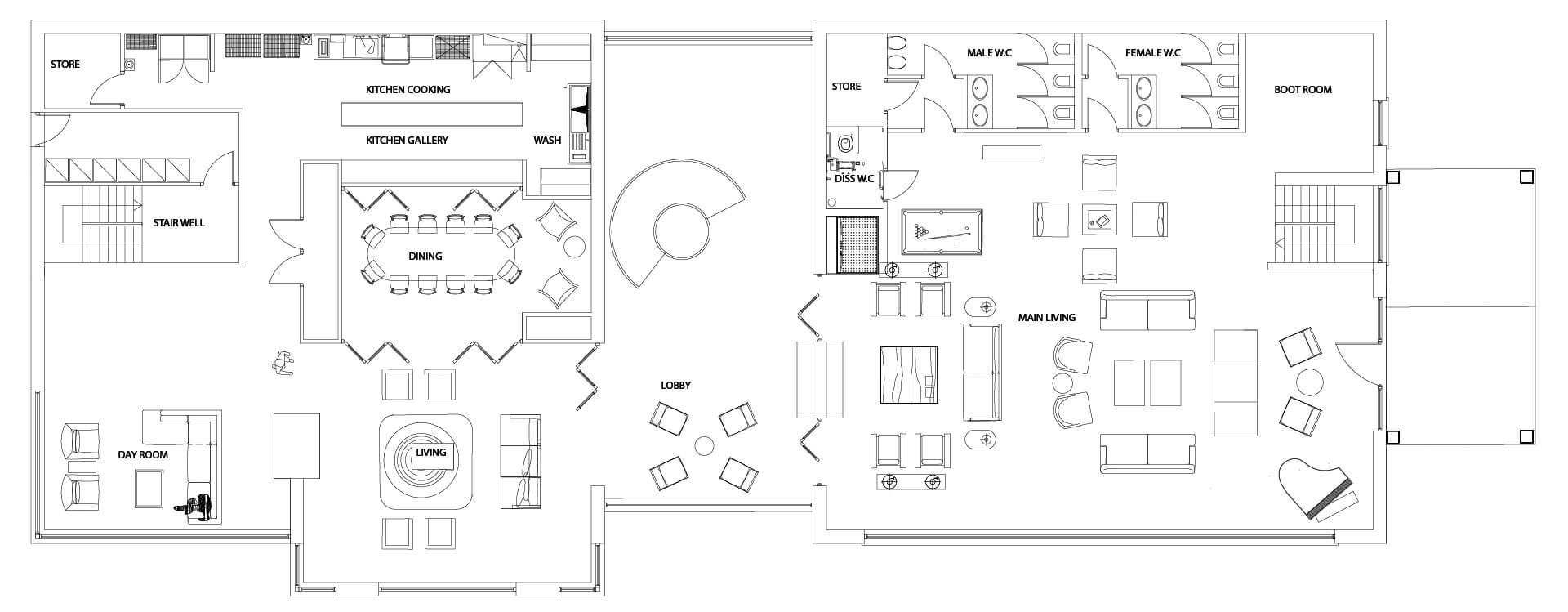 Castell Cidwm plan - Ground floor